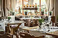 Covered tables in the ‘Wirtsstube’ in the restaurant in Der Schwarzacher Saalbach Hinterglemm